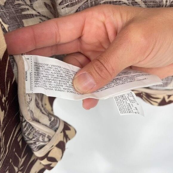 MNG Mango NWT Women’s Tropical Linen Blend Boyfriend Blazer Longline Brown XS - Picture 9 of 11